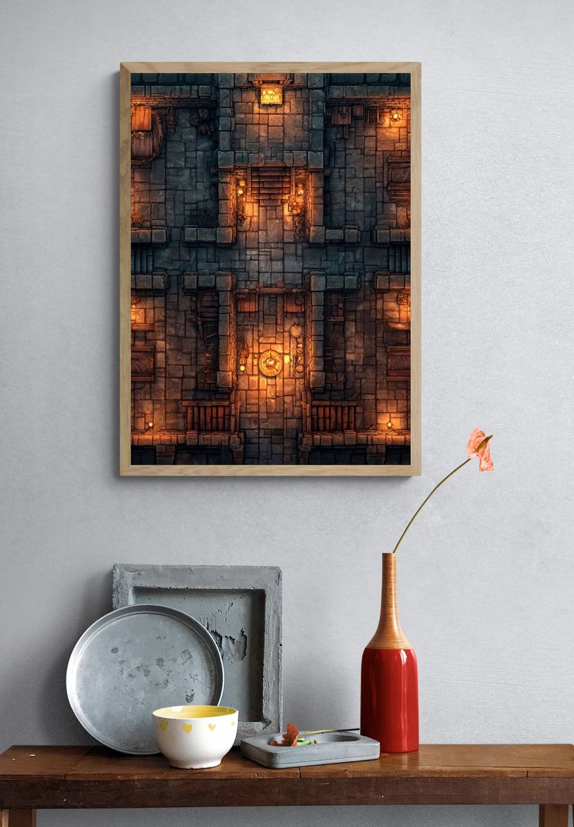 Dungeon Floor Plan Illustration Poster. — room view 3