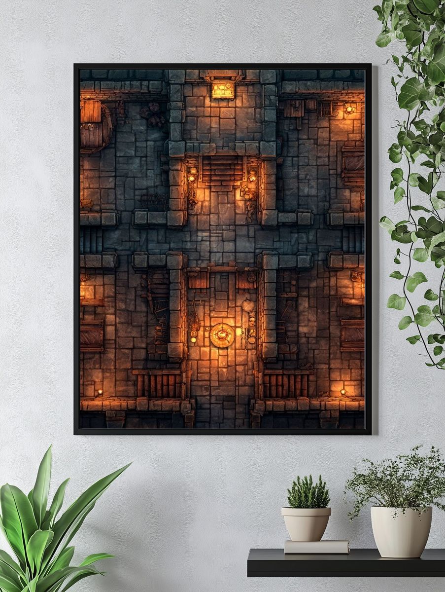 Dungeon Floor Plan Illustration Poster. — room view 4