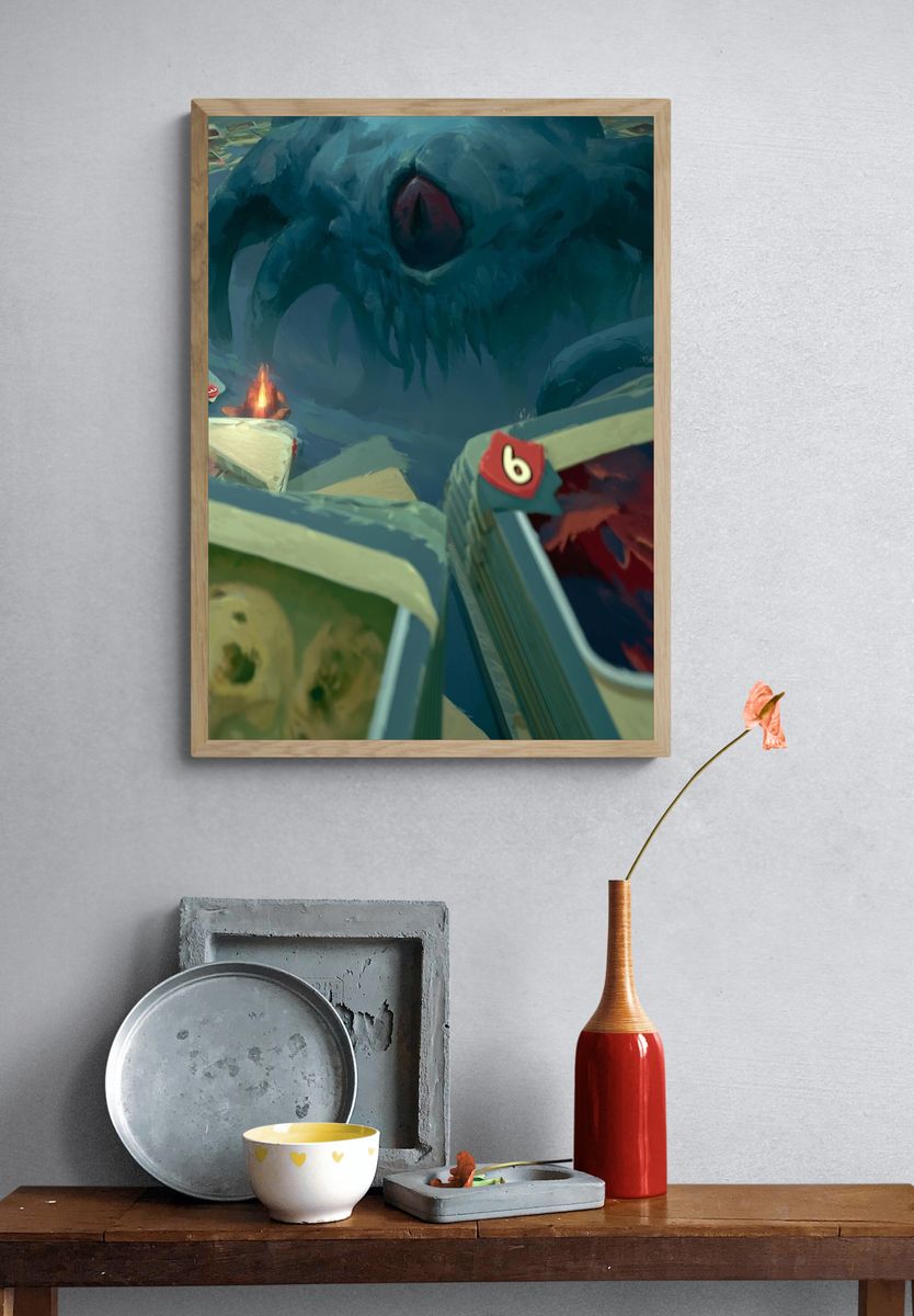 Fantasy Dungeon Cards Illustration Poster. — room view 3