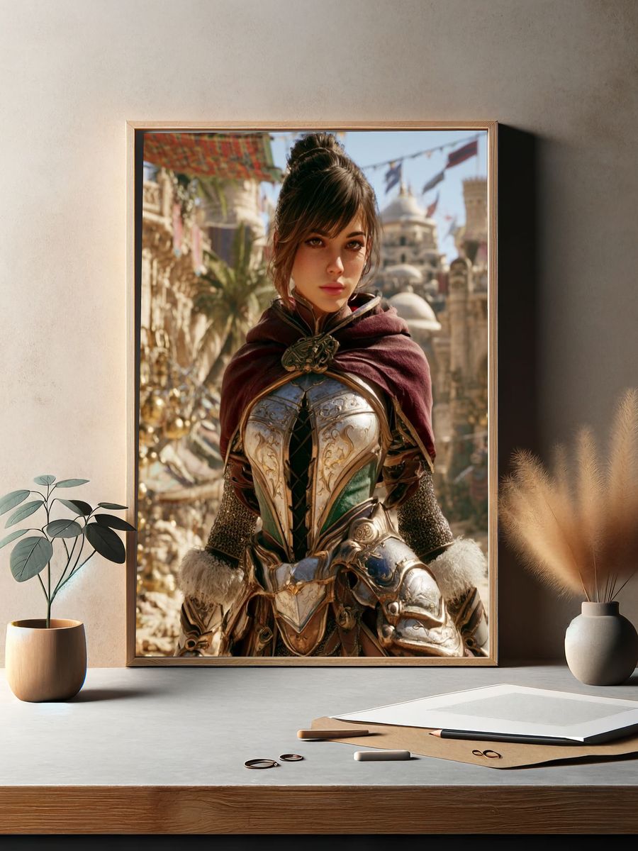 Fantasy Warrior Portrait Print. — room view 2