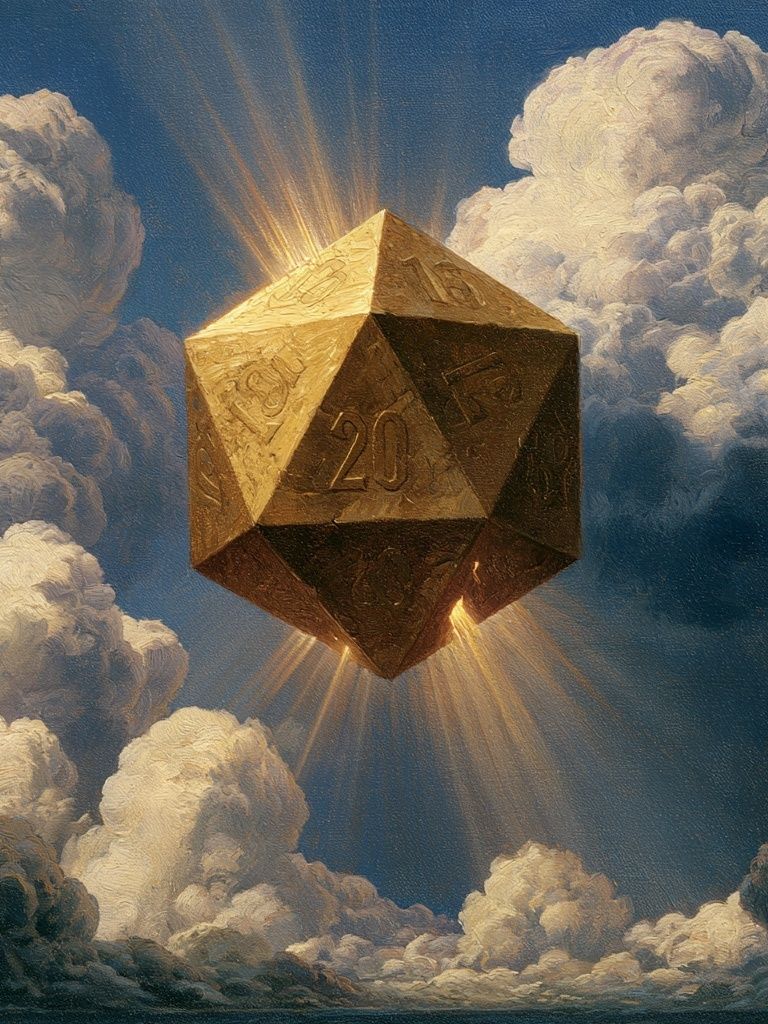 Golden D20 in Clouds Poster. poster — gaming art