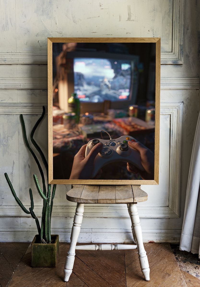 Retro Gaming Controller Poster. room preview