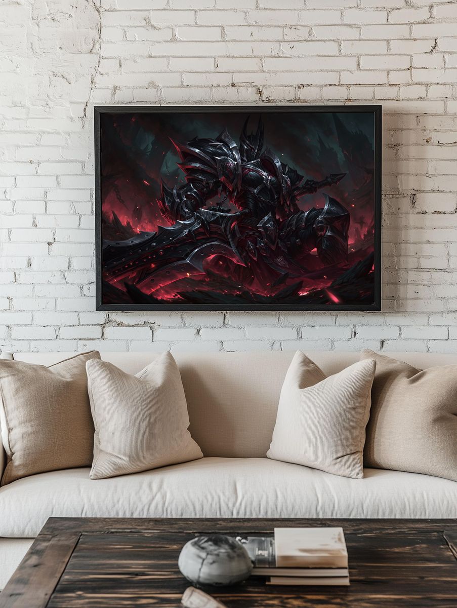 Dark Armored Warrior Fantasy Poster. room preview