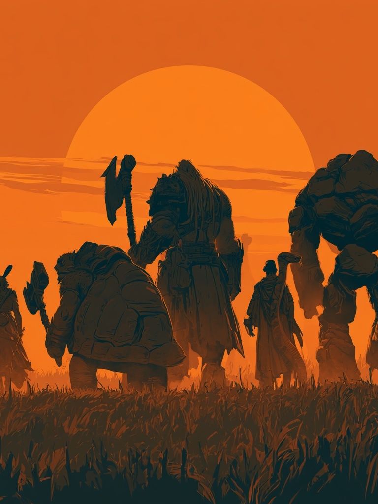 Fantasy Sunset Warriors Poster. poster detail