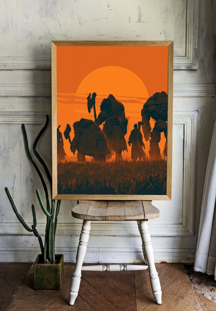 Fantasy Sunset Warriors Poster. room preview