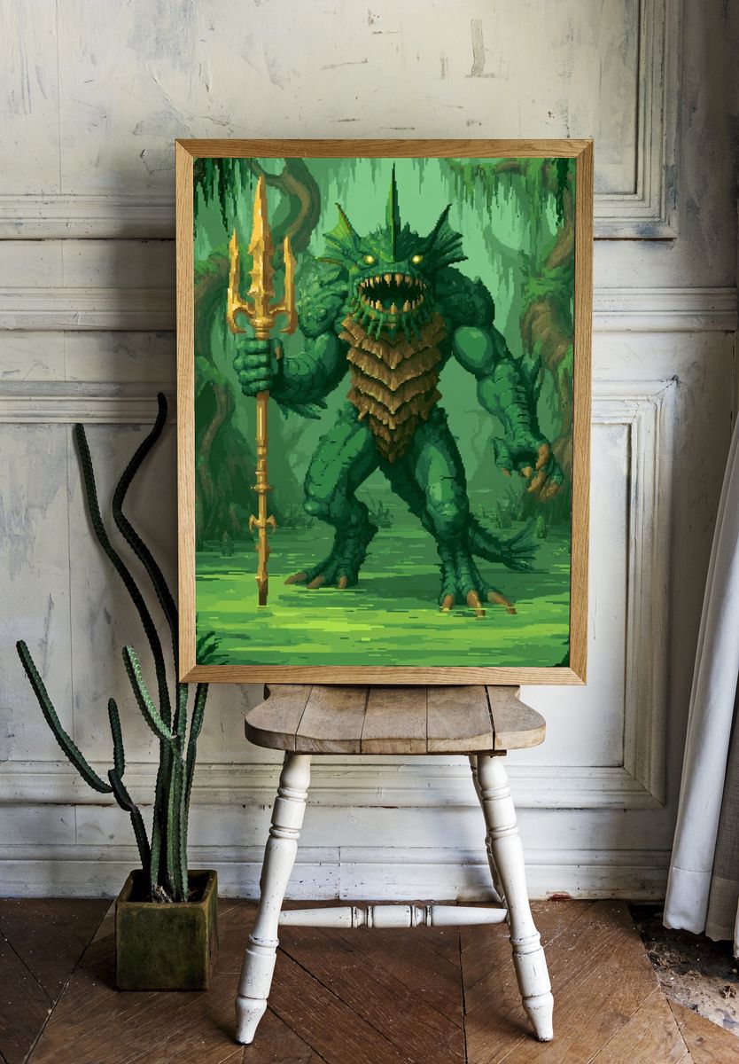 Swamp Monster Fantasy Illustration Poster. room preview