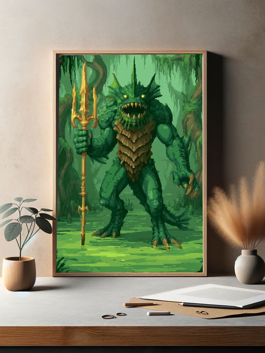 Swamp Monster Fantasy Illustration Poster. — room view 2