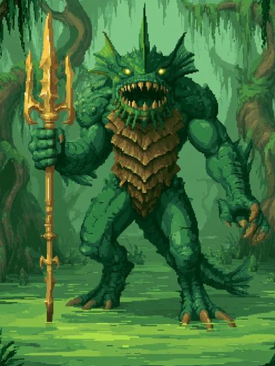 Swamp Monster Fantasy Illustration Poster. poster