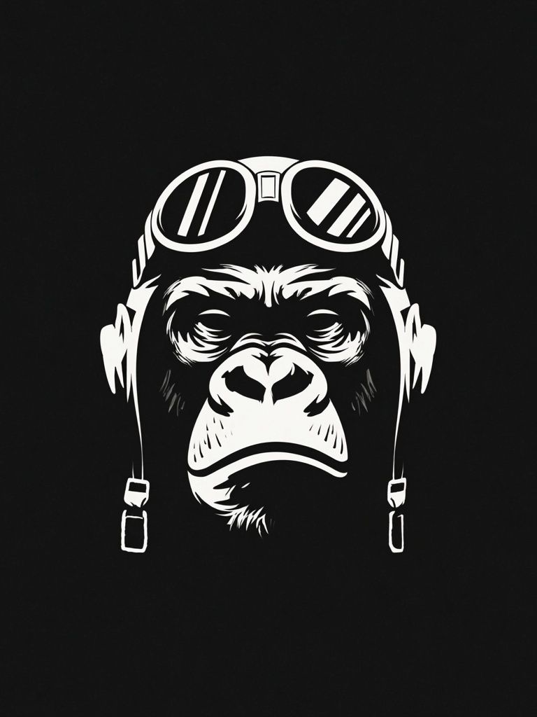 Gorilla in Aviator Goggles — Illustration Print. poster — illustration art
