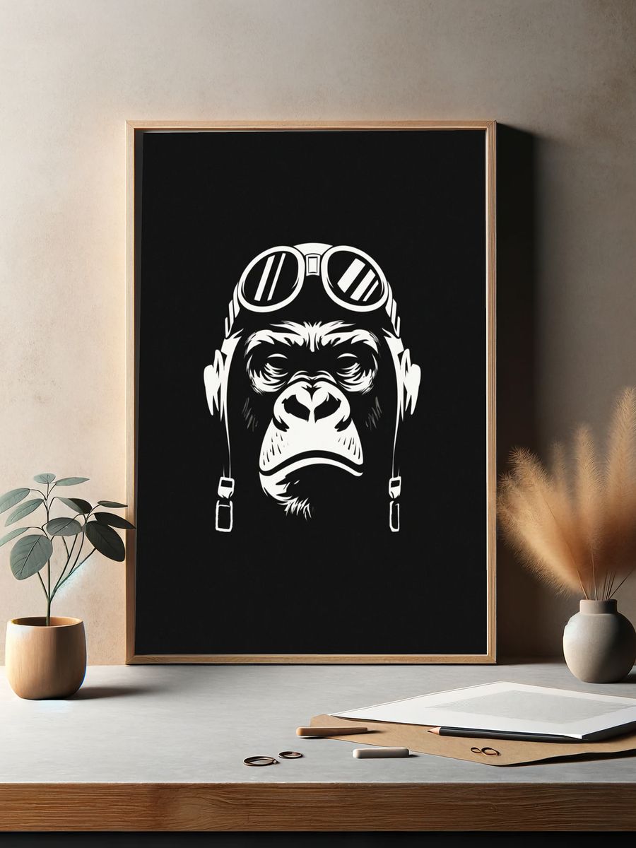Gorilla in Aviator Goggles — Illustration Print. — room view 2