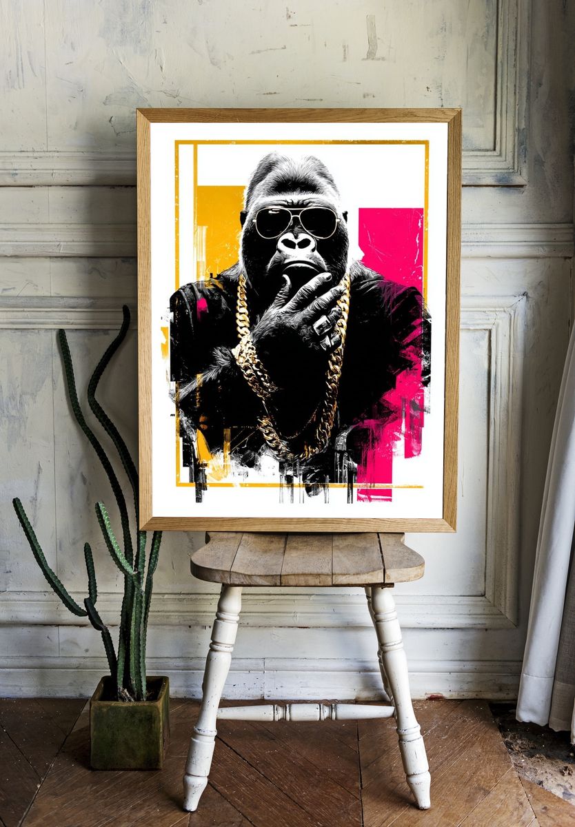 Stylish Gorilla — Pop Art Print. — room view 1