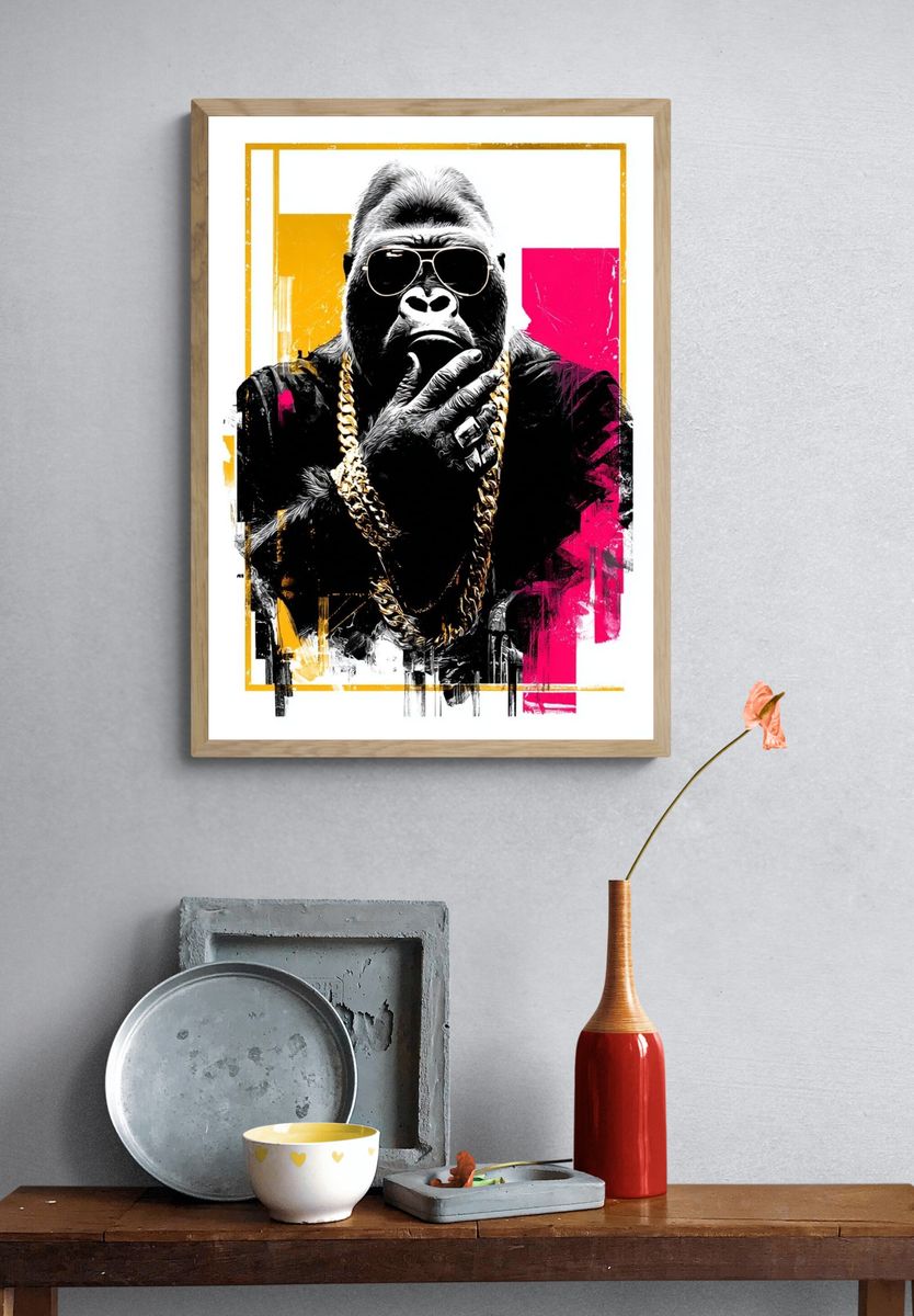 Stylish Gorilla — Pop Art Print. — room view 3