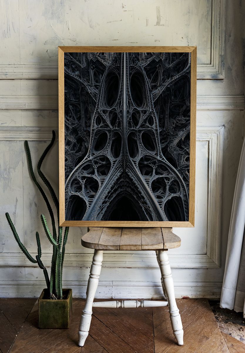 Intricate Gothic Architecture — Abstract Print. — room view 1