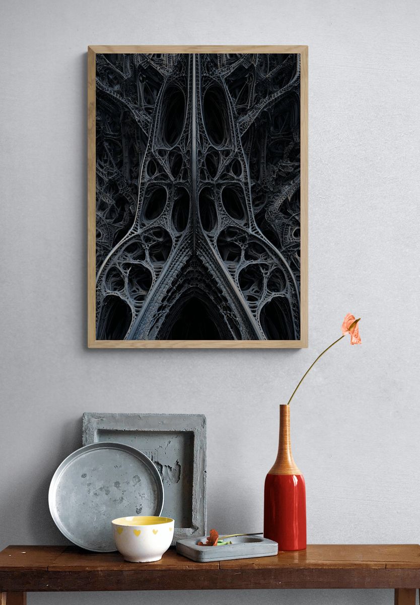 Intricate Gothic Architecture — Abstract Print. — room view 3