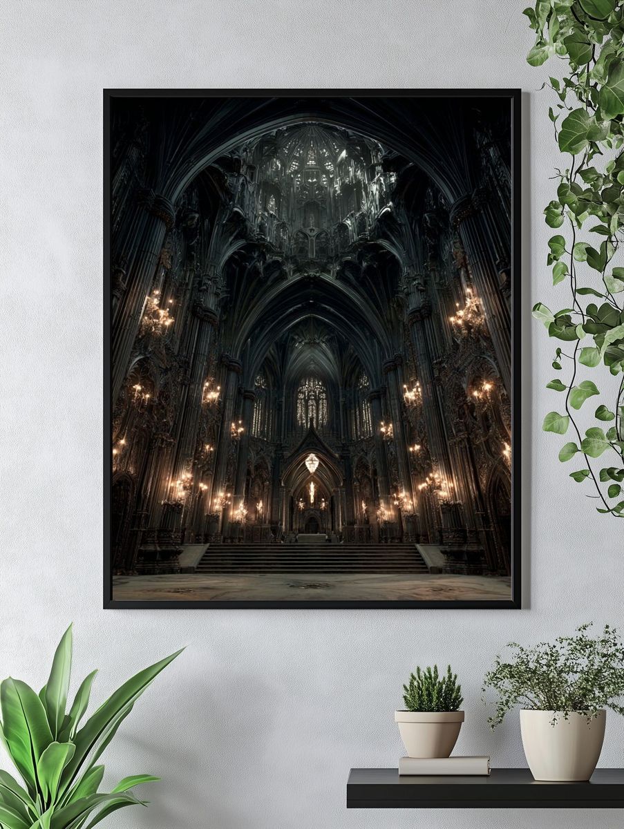 Gothic Cathedral Interior — Fine Art Print. — room view 4