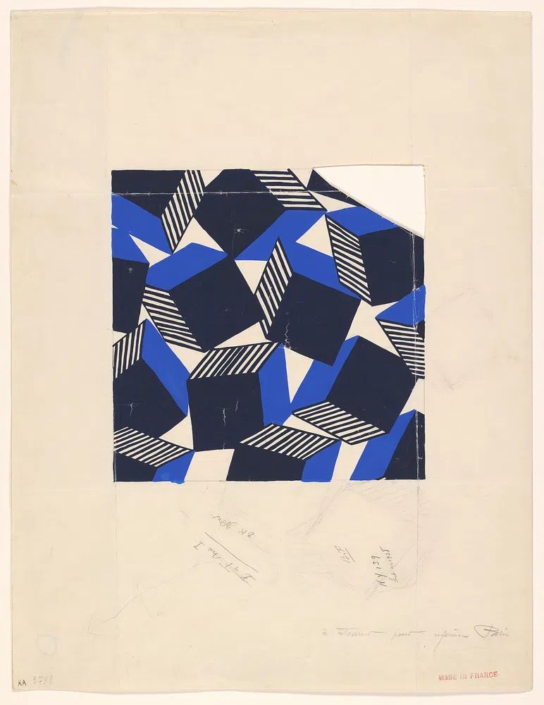 Geometric Blue and Black Poster. poster — abstract art