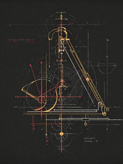 Geometric Blueprint Abstract Poster. poster print