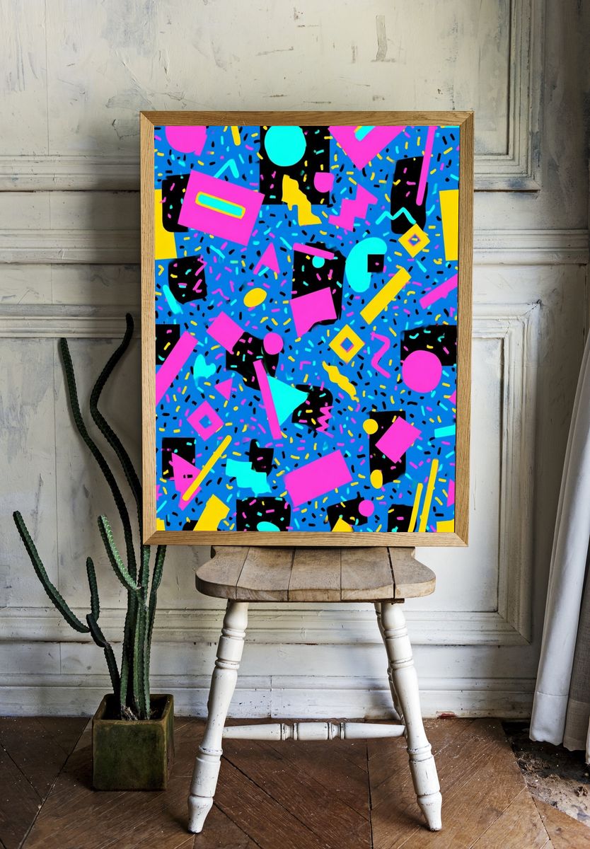 Colorful Geometric Pattern Poster. — room view 1