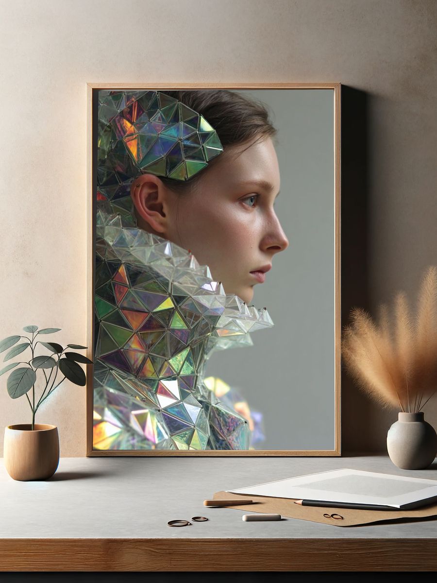 Geometric Fashion Portrait — Fine Art Print. — room view 2