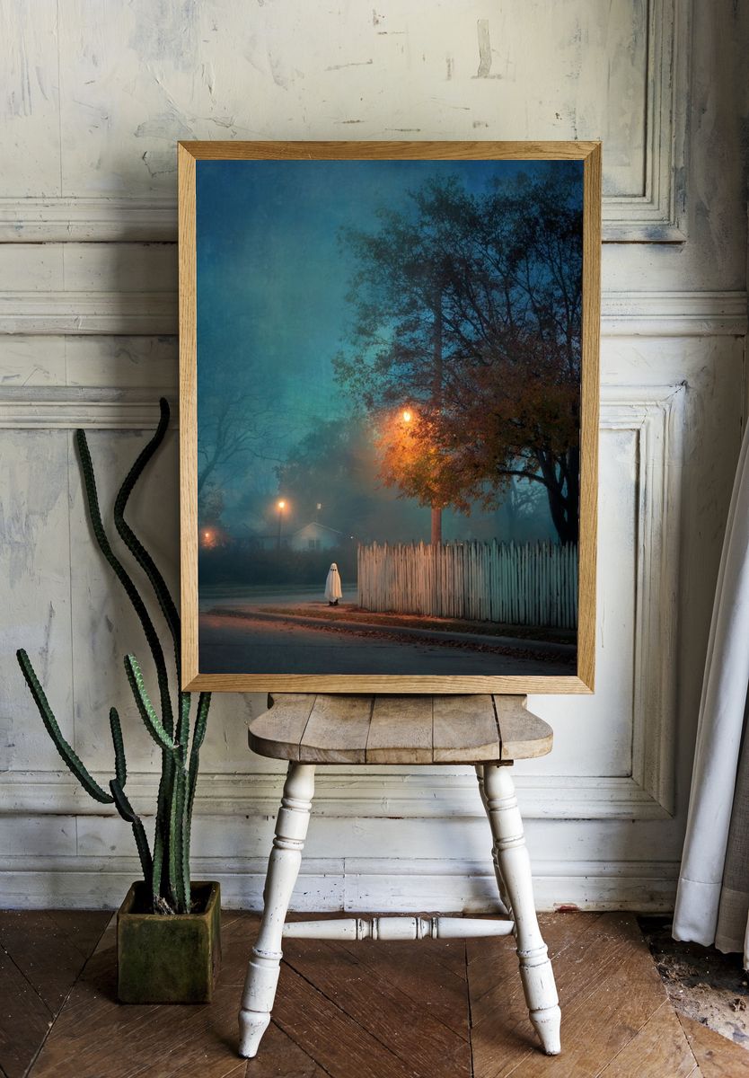 Ghostly Figure in Fog — Fine Art Print. — room view 1