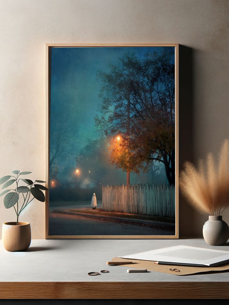 Ghostly Figure in Fog — Fine Art Print. — room view 2