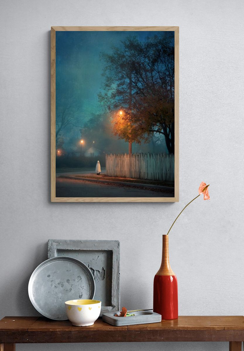 Ghostly Figure in Fog — Fine Art Print. — room view 3