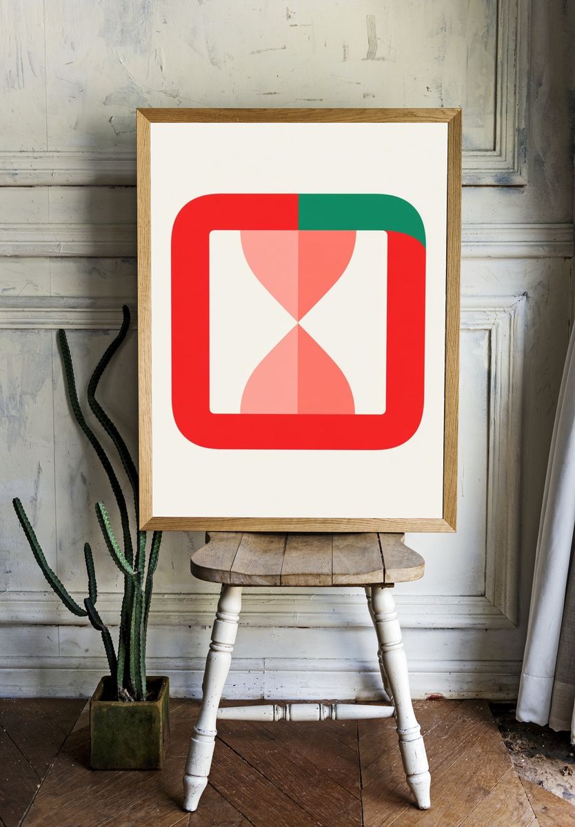 Geometric Hourglass Mid-Century Modern Poster. room preview
