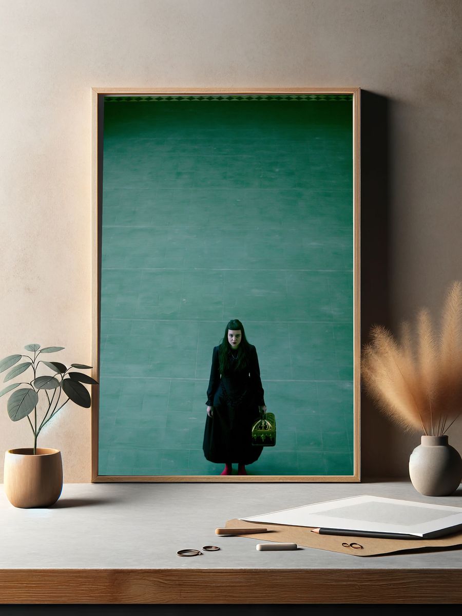 Gothic Girl in Green Hallway Poster. — room view 2