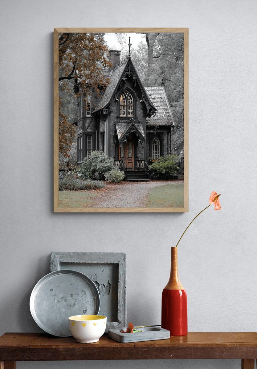 Gothic House — Black-White Print. — room view 3