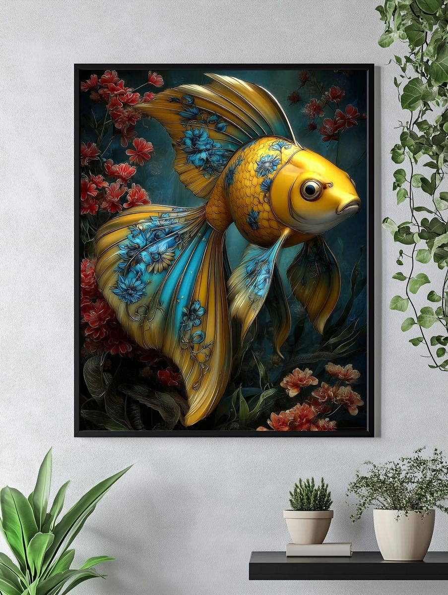 Goldfish with Floral Design — Illustration Print. — room view 4