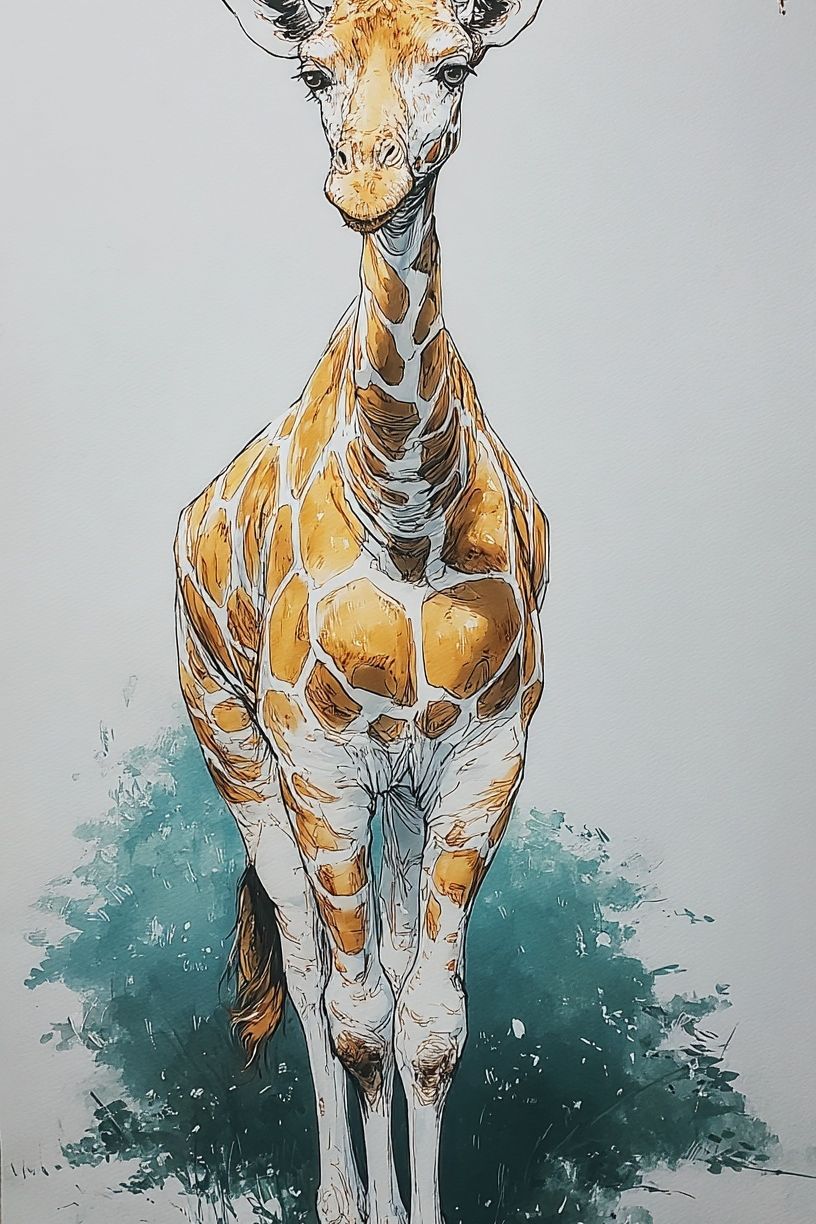 Giraffe Illustration Poster. poster detail