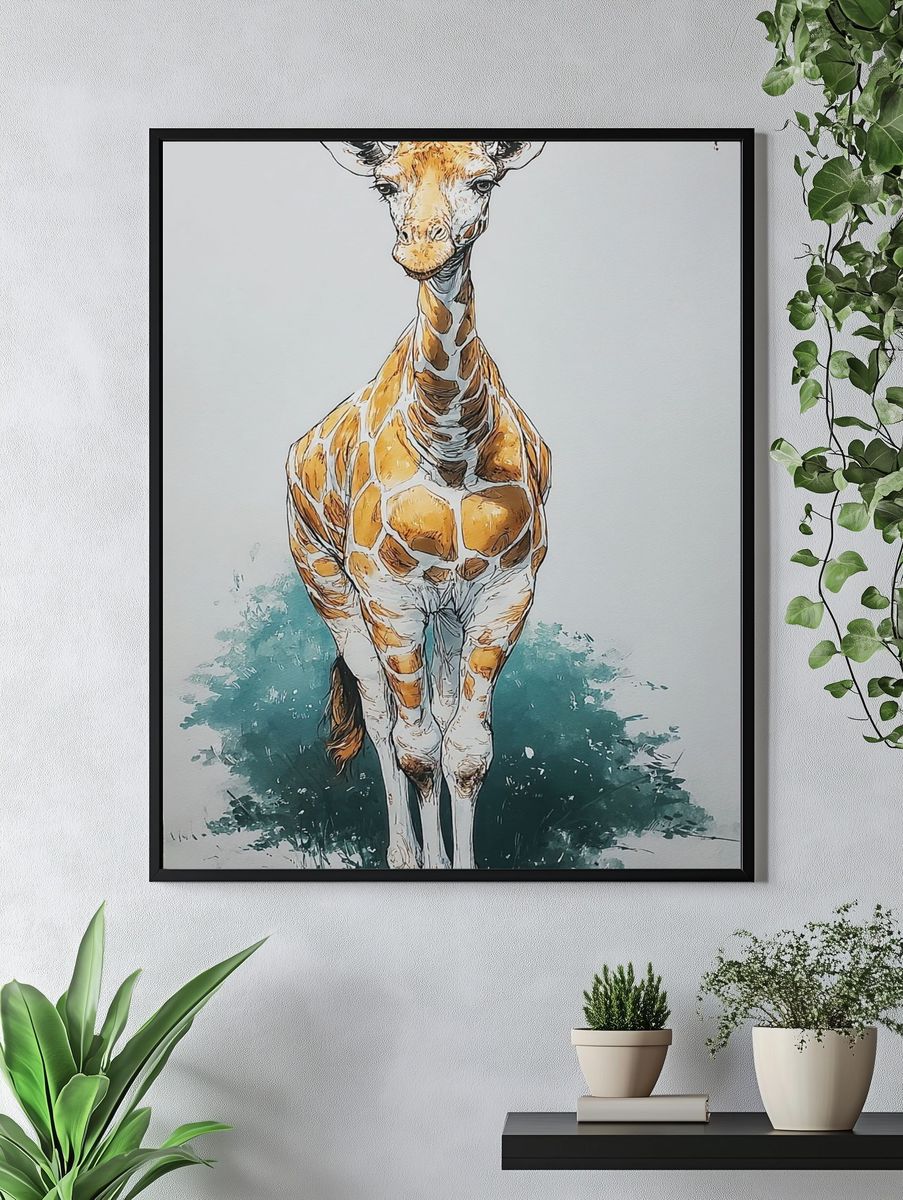Giraffe Illustration Poster. — room view 4