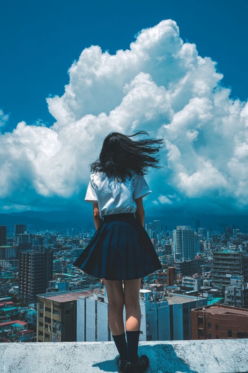 Girl on Rooftop — Photography Print. poster detail
