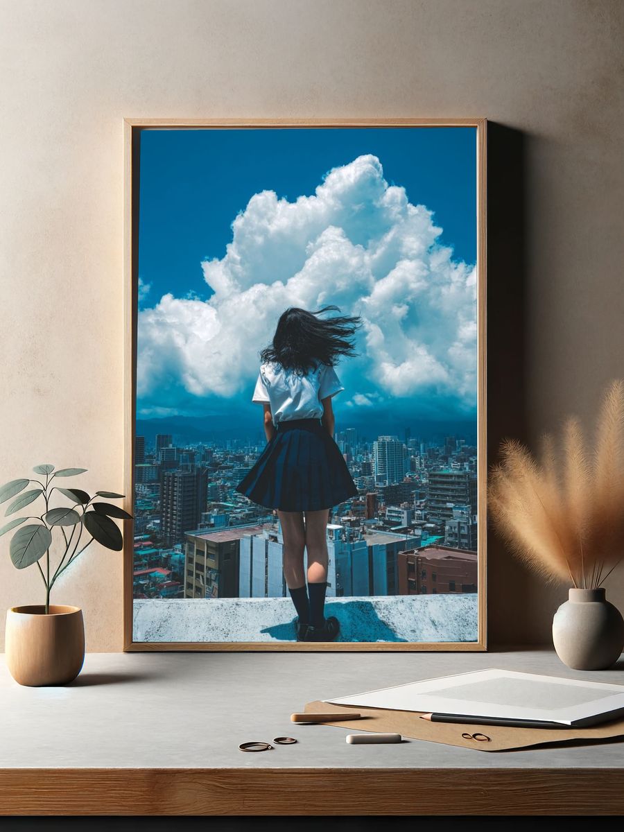 Girl on Rooftop — Photography Print. — room view 2