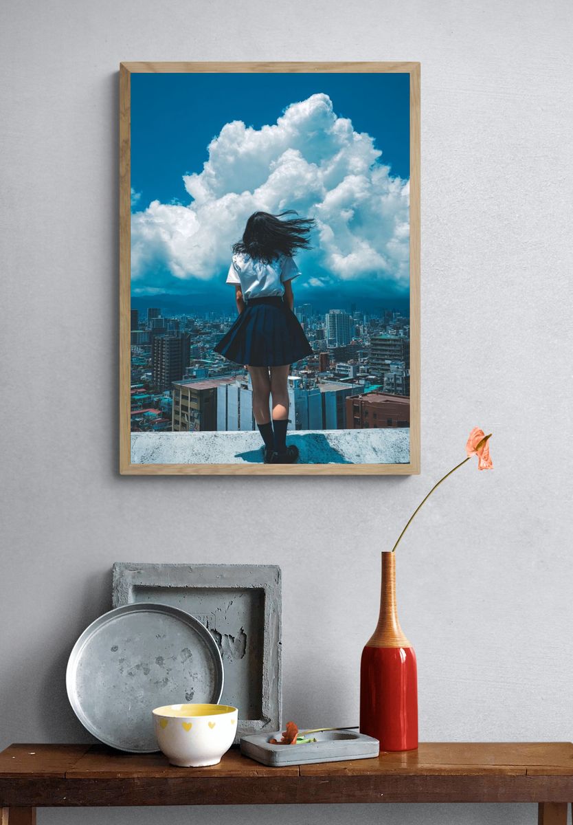 Girl on Rooftop — Photography Print. — room view 3
