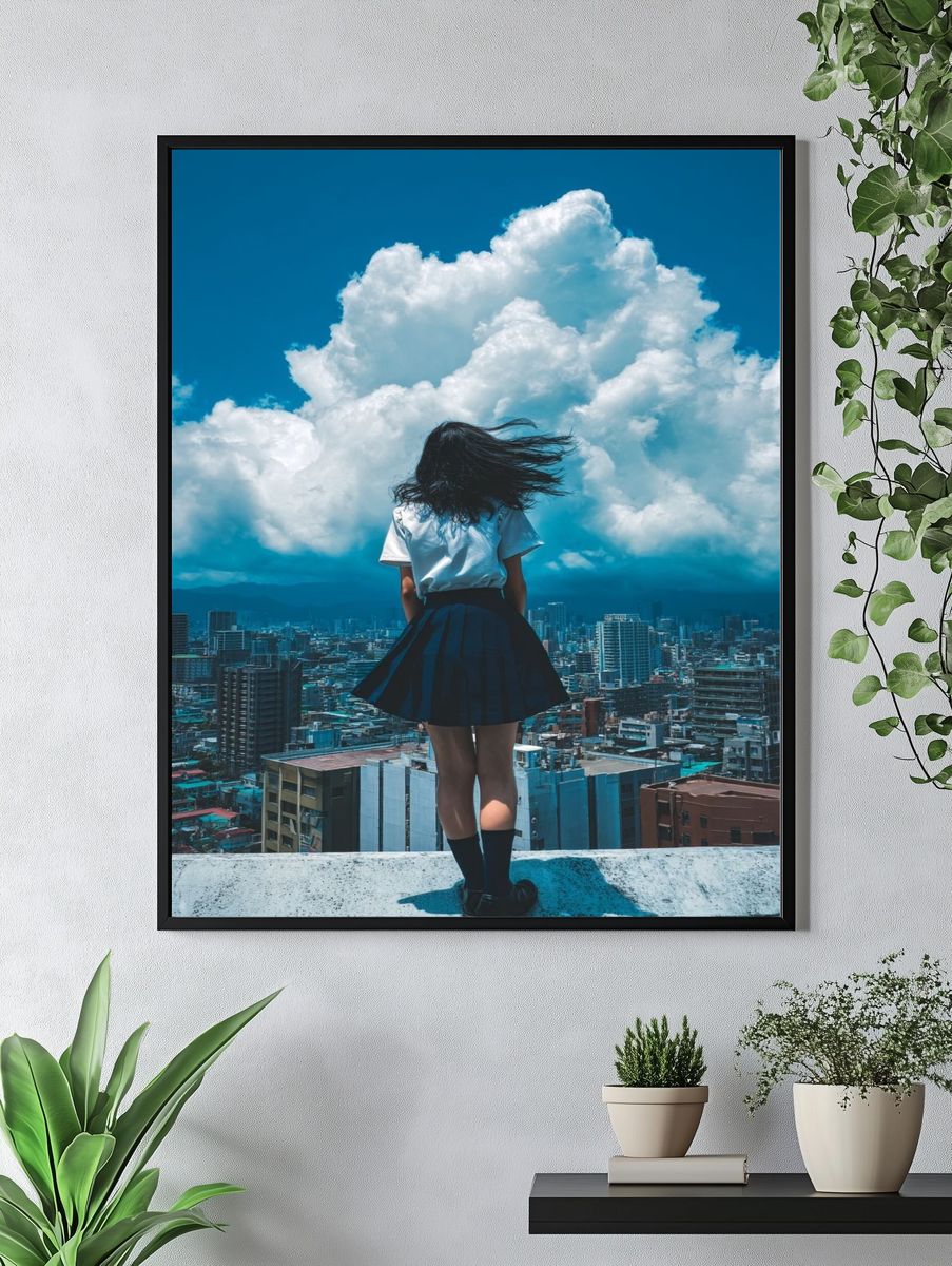 Girl on Rooftop — Photography Print. — room view 4