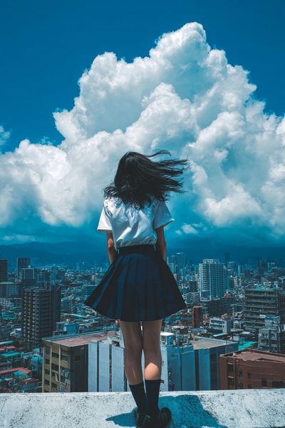Girl on Rooftop — Photography Print. poster print