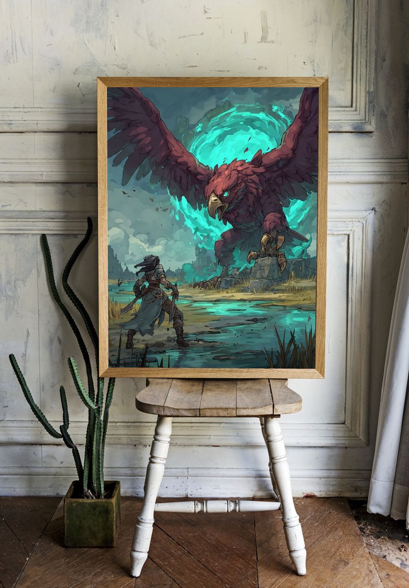 Epic Battle with a Mythical Beast — Gaming Print room preview