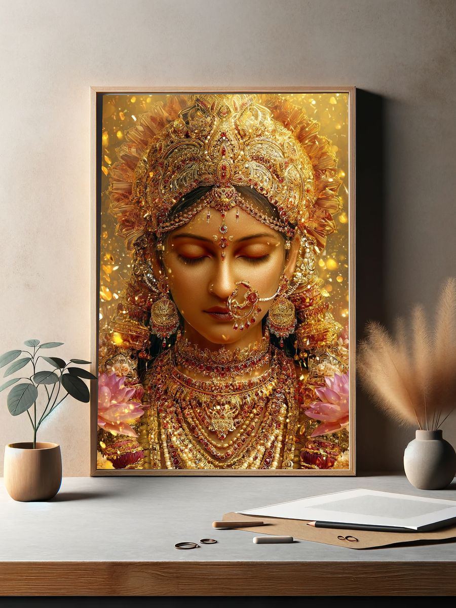 Golden Goddess Portrait Print. — room view 2