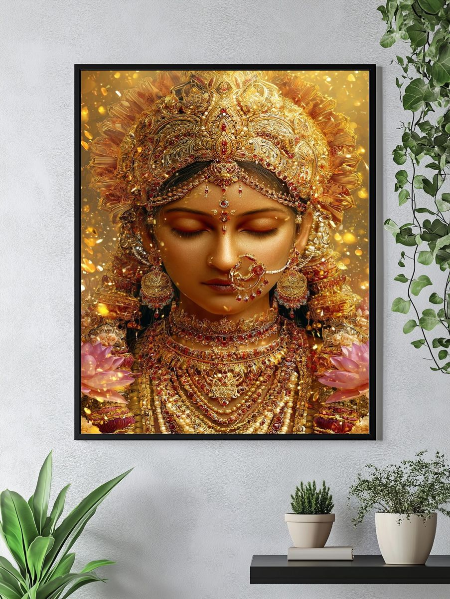 Golden Goddess Portrait Print. — room view 4