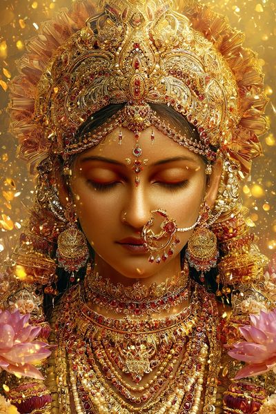 Golden Goddess Portrait Print. poster