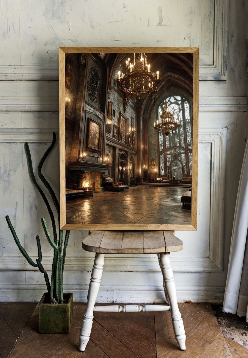 Gothic Manor Hallway Photography Poster. — room view 1