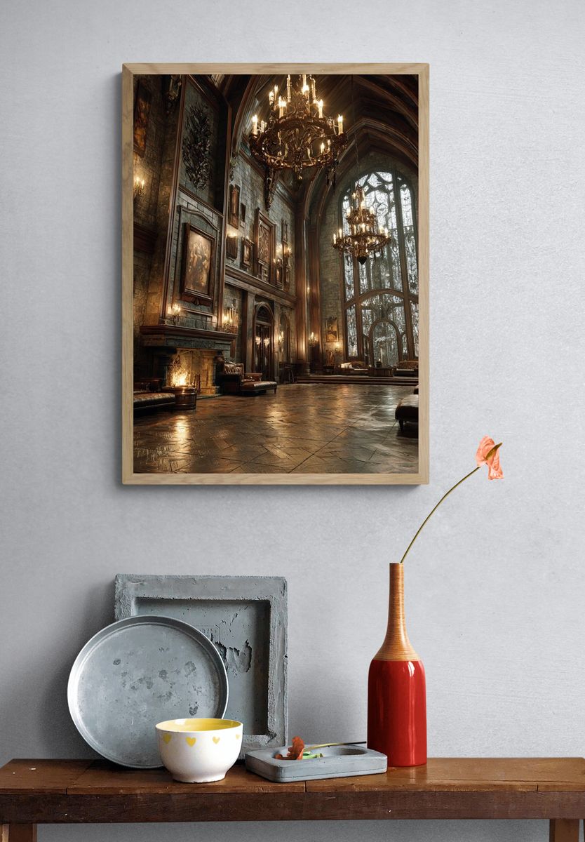 Gothic Manor Hallway Photography Poster. — room view 3