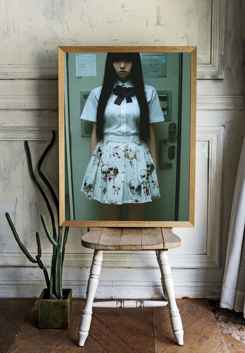 Gothic Schoolgirl Portrait Print. — room view 1