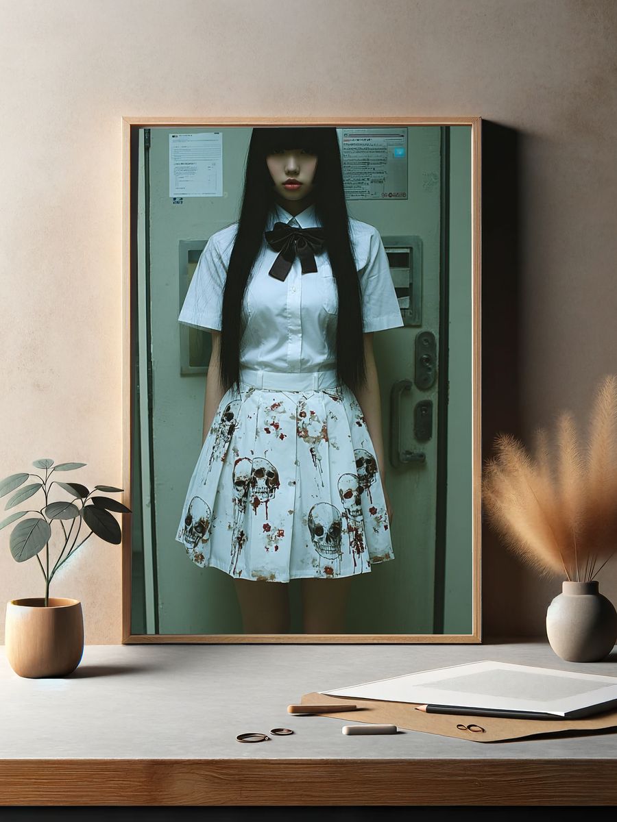 Gothic Schoolgirl Portrait Print. — room view 2