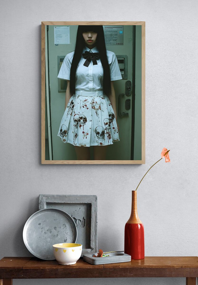 Gothic Schoolgirl Portrait Print. — room view 3