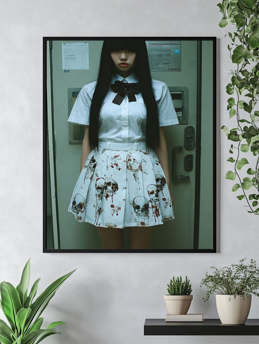 Gothic Schoolgirl Portrait Print. — room view 4