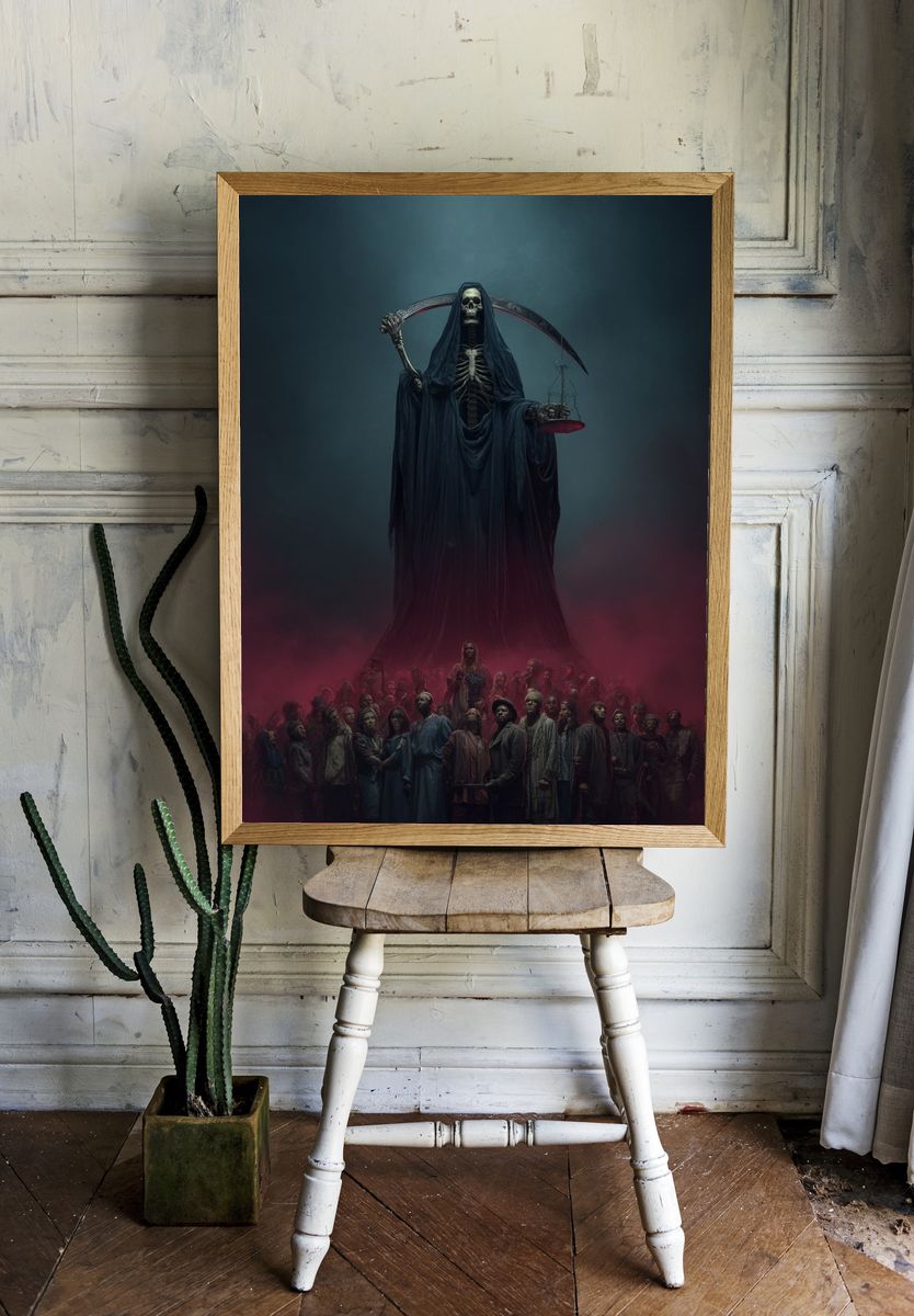 Grim Reaper and Souls — Dark Fantasy Print. — room view 1