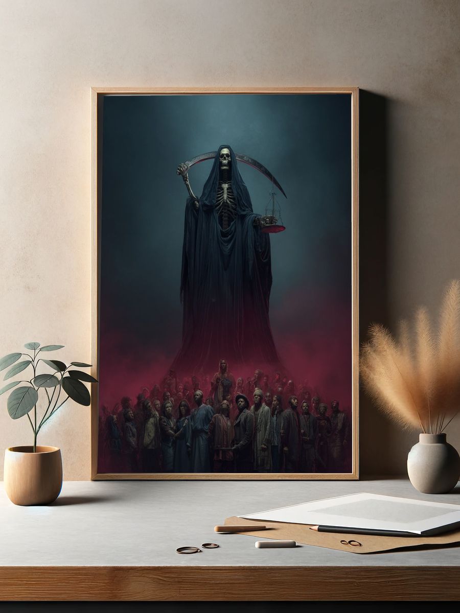 Grim Reaper and Souls — Dark Fantasy Print. — room view 2