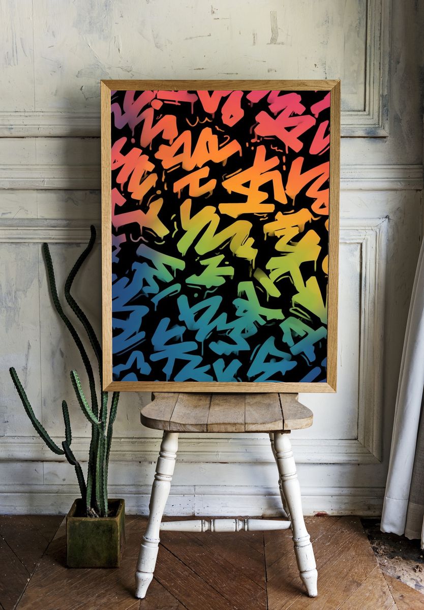 Colorful Graffiti Art Poster. — room view 1